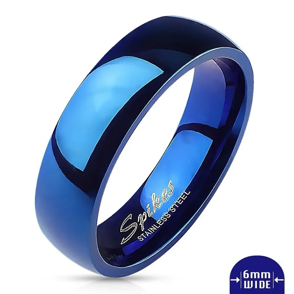 316L Stainless Steel Wedding Band Ring Comfort Fit Mens Womens blue Size 9